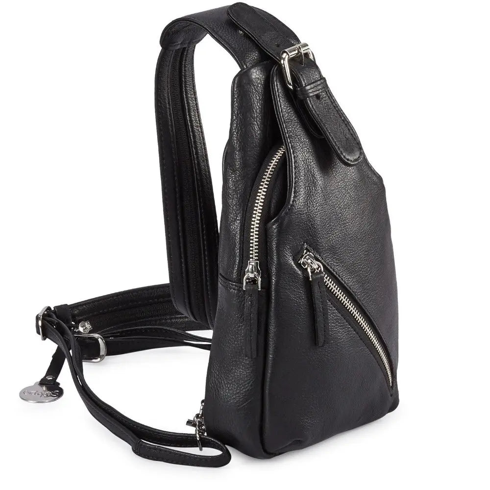 Style Haiti Smukt Sort Læder Super Cool Kombineret Rygsæk Bumbag Med Masser Rum Sort Female One-Size