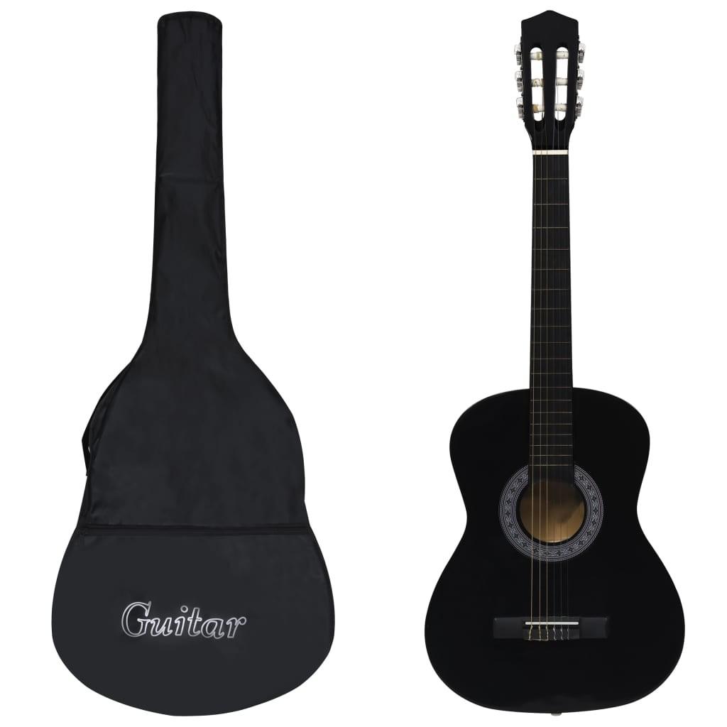 Klassisk Guitar  Med Taske Sort Begynderguitar Sort