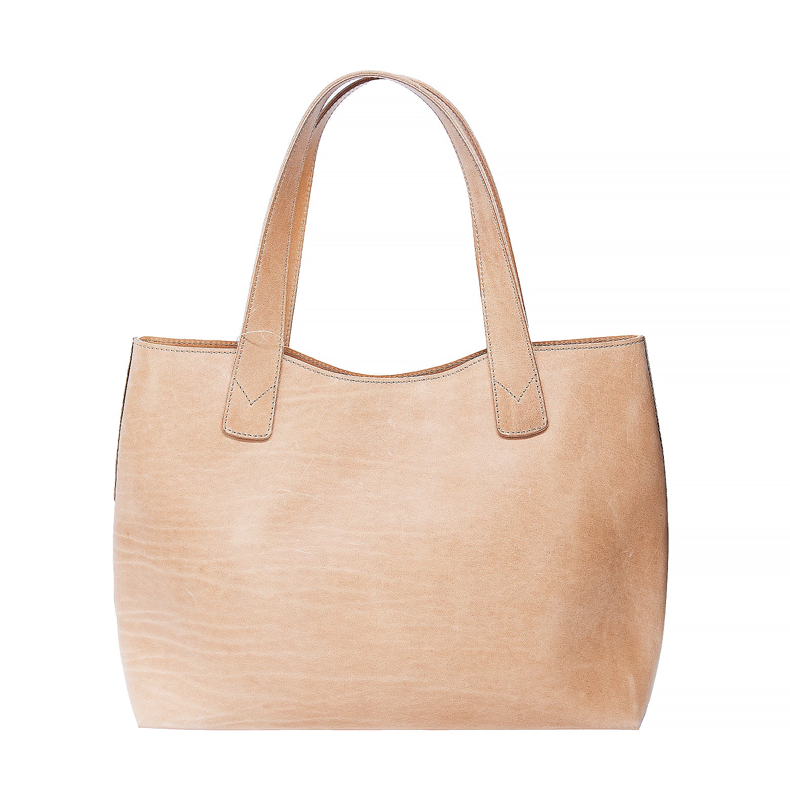 Taske Italiensk Kernelæder Beige