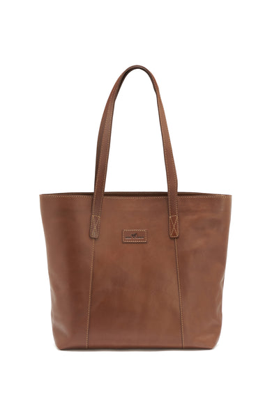Leather Line Tote Bag Cognac