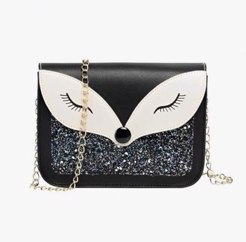 Taske: Glittertaske Glimmertaske Foxy Med Gulrem Sort Sort