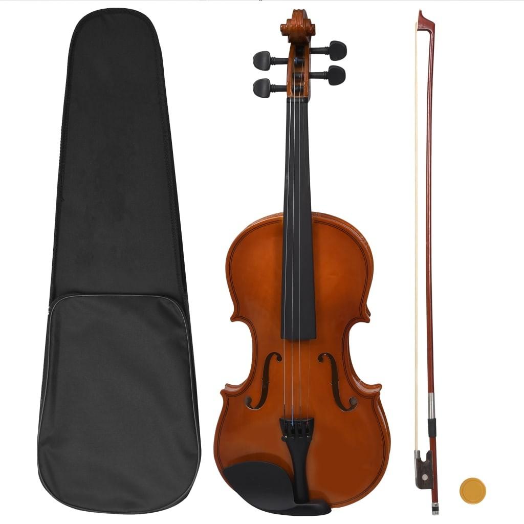Violinsæt Mørkt Træ Violin Med Bue Hagestøtte Taske