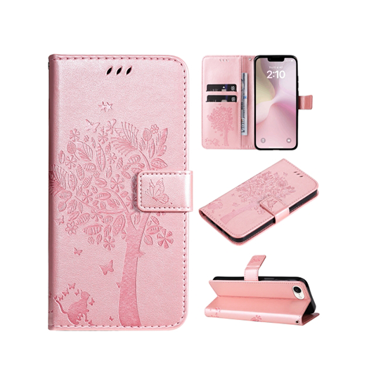 Iphone 17e 16e Butterflyamptrade Læder Etui Taske Pung Rose