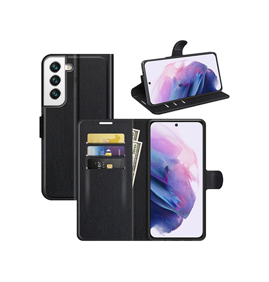 Samsung Galaxy S22 Plus Simpleamptrade Læder Etui Taske Pung Sort Sort