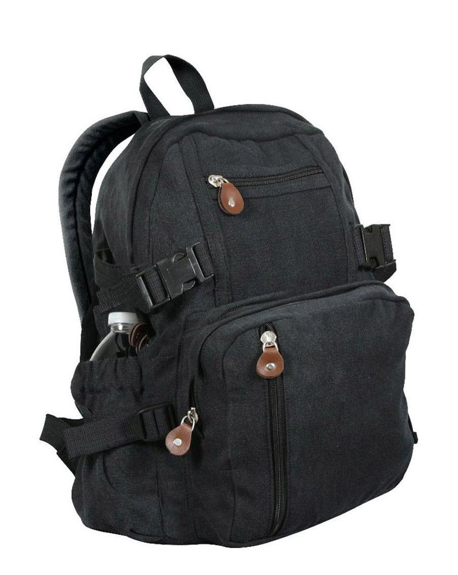 Rothco Vintage Canvas Mini Rygsæk 23l Sort One Size Sort Unisex One Size