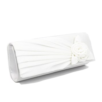 Fest Clutch Rosemary Hvid Fest Taske Hvid Satin Med Rose Hvid