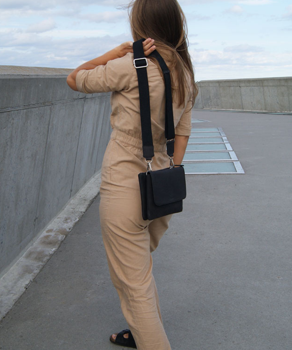 Clutch Taske  Crossover Taske Læder Sort Mirissa Sort