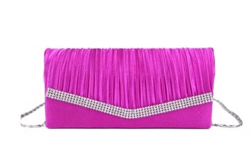 Fest Clutch Merleene Pink Diamant Sød Fest Taske Satin Med Glitrende Sten Pink