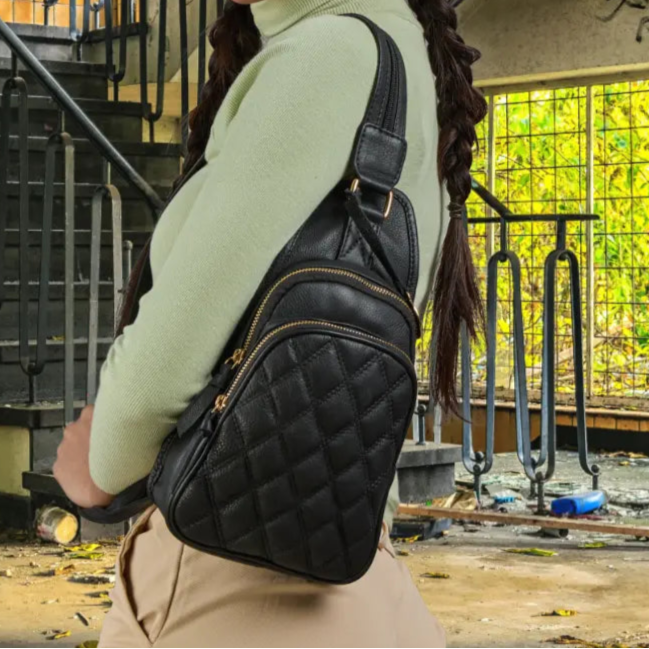 Style Nairobi Sort Guld Cool Fashionabel Kombineret Rygsæk Bumbag Lækkert Kvalitetslæder Sort Female