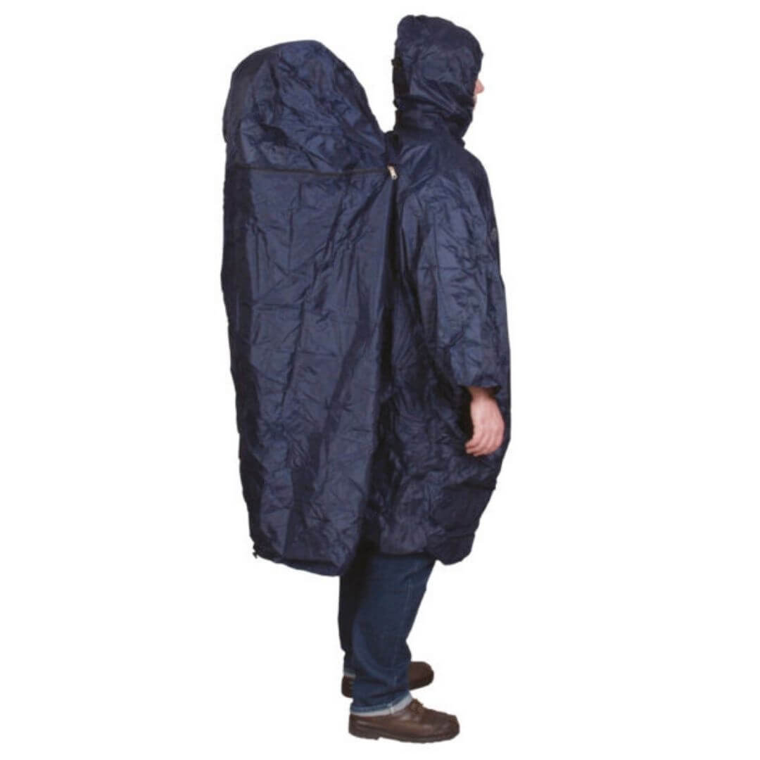Poncho Med Plads Til Backpack Blå Blå