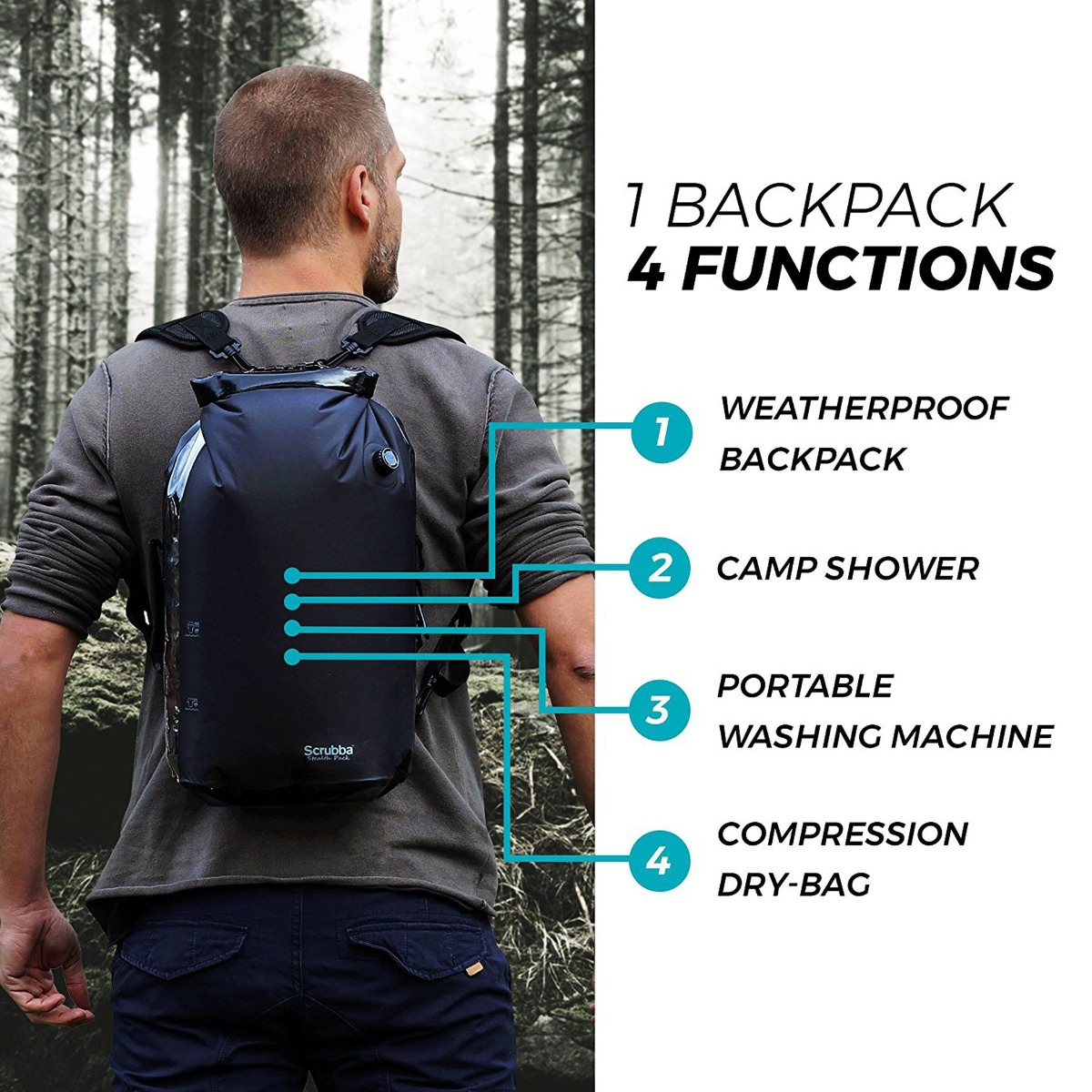 Scrubba All Backpack Stealth Pack Liter Vandtæt Rygsæk   21