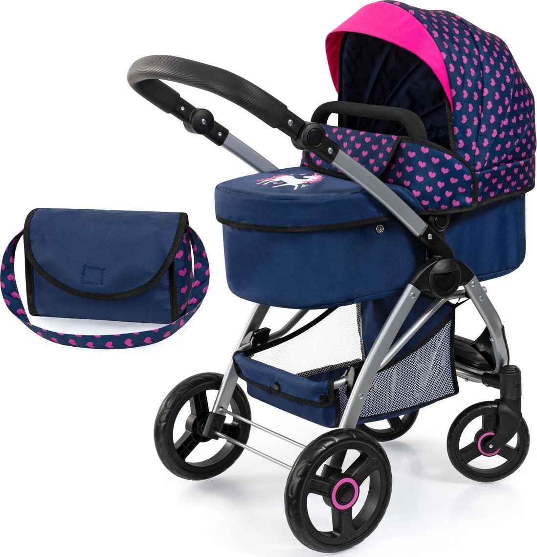 Bayer Dukkevogn Med Drejehjul Taske City Max Navy