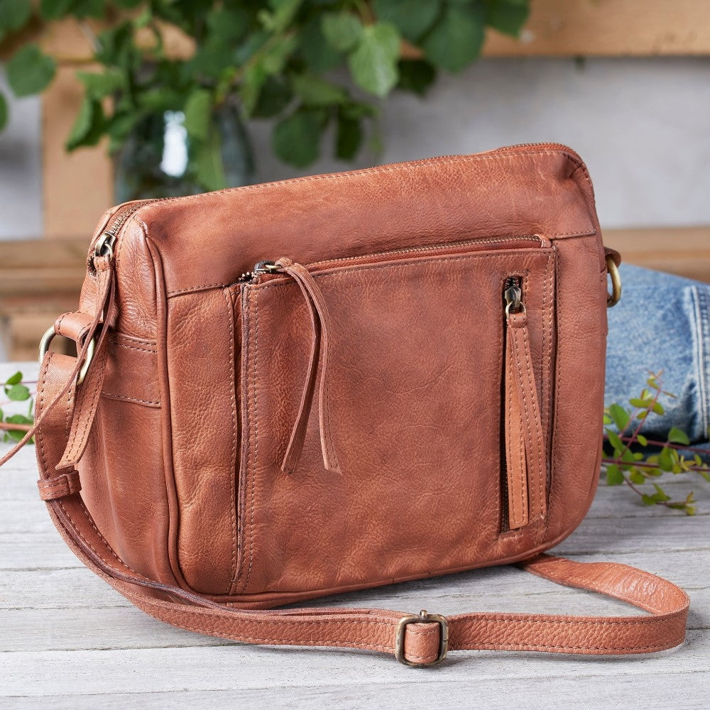 Leather Corium Cognac Crossbody Taske Cognac