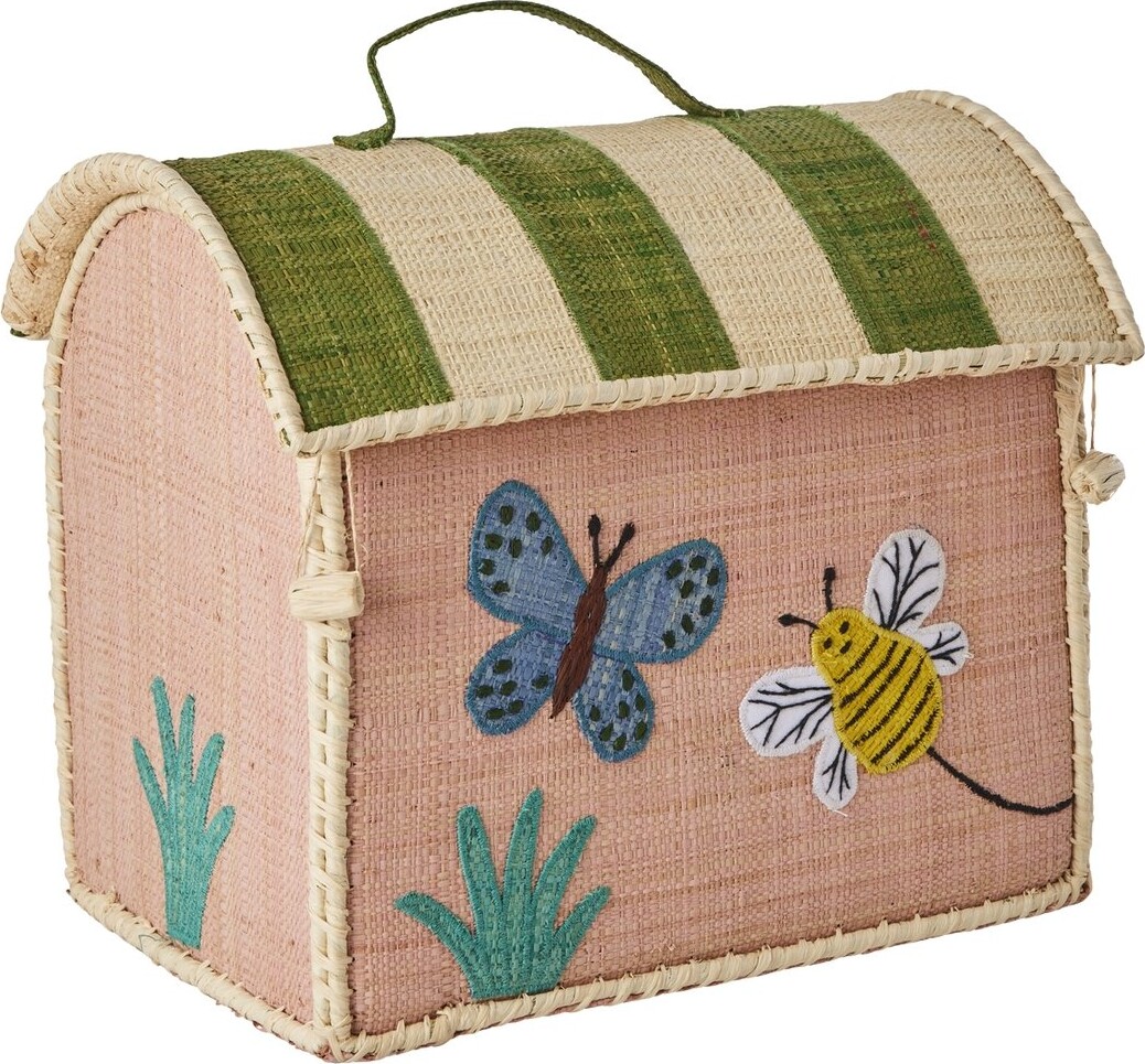 Rice Raffia Kurvehus Taske Til Opbevaring Sommerfugle