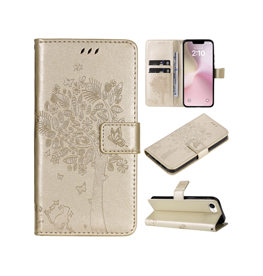 Iphone 17e 16e Butterflyamptrade Læder Etui Taske Pung Gold