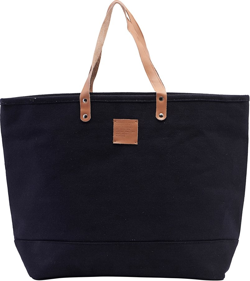 Taske House Doctor Esa Sort Bomuld Tote Med Læderhåndtag 38x56x16 Sort