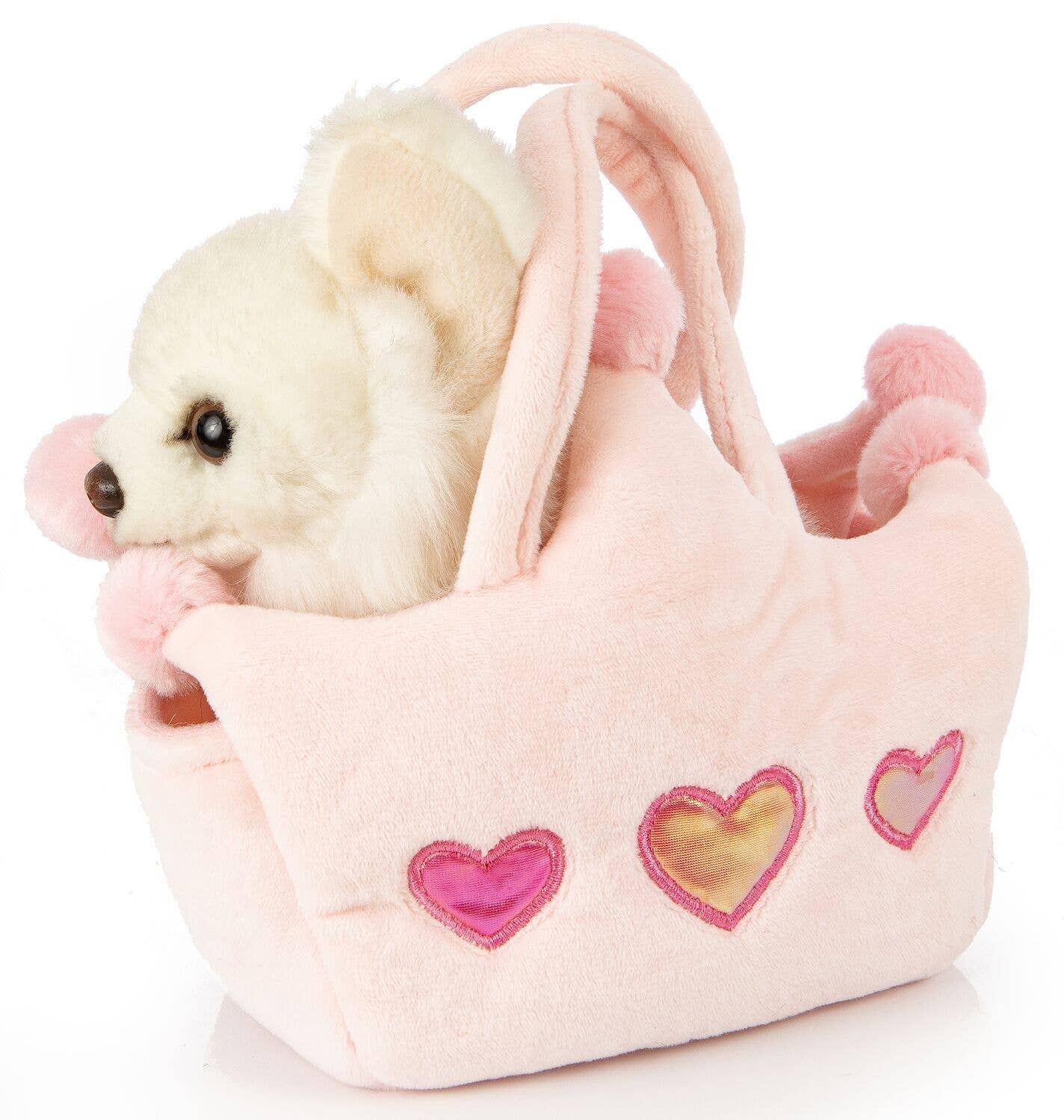 Chihuahua Hvid Med Prinsesse Taske Krammebamse Hvid