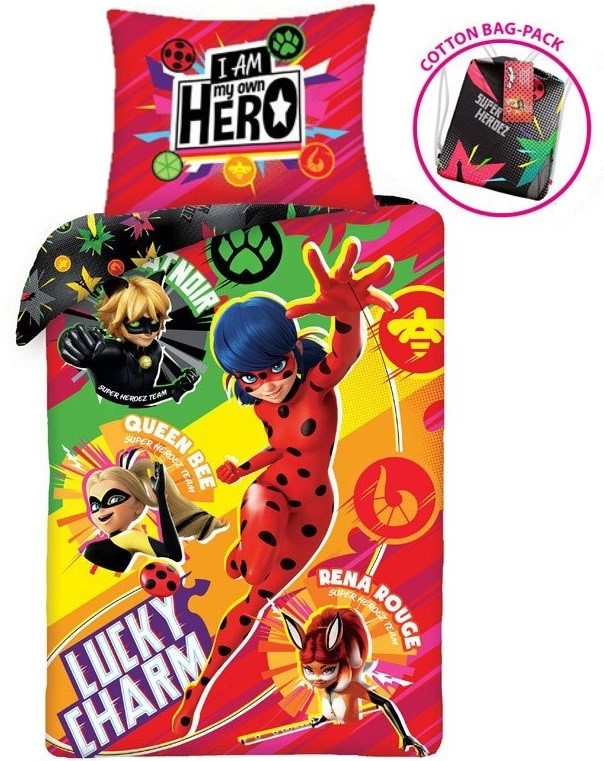 Miraculous Ladybug Lucky Charm Sengetøj Inkl Rygsæk 100 Bomuld